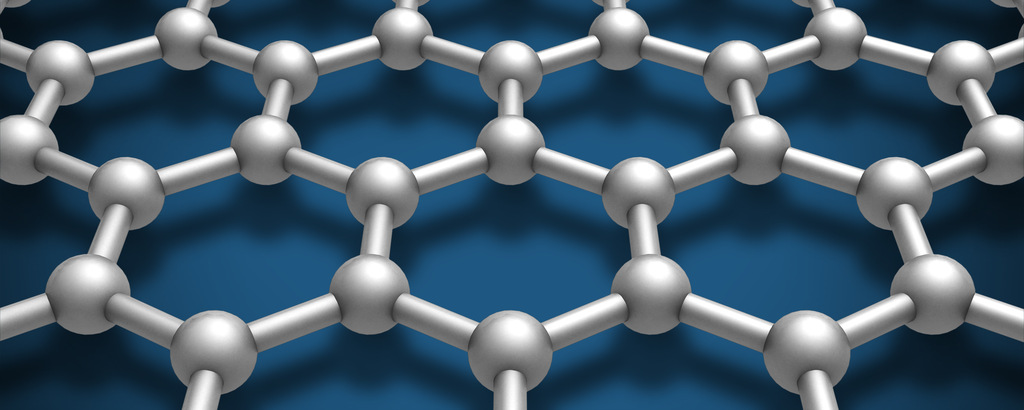 3D-illustration av nanomaterialet grafens struktur.