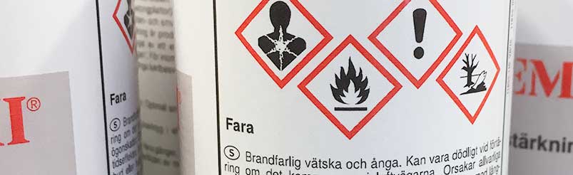 Farosymboler på etiketter på kemiska produkter
