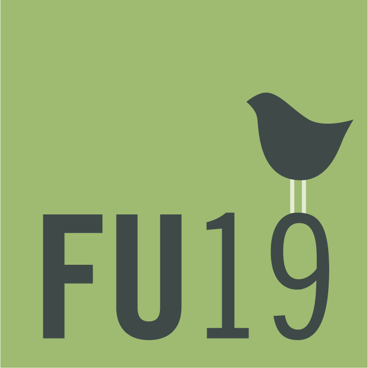 Symbolen för fördjupad utvärdering av miljökvalitetsmålen 2019 - FU19, en tecknad fågel sitter på siffran 9.