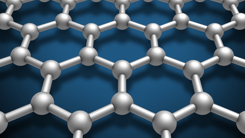3D-illustration av nanomaterialet grafens struktur.