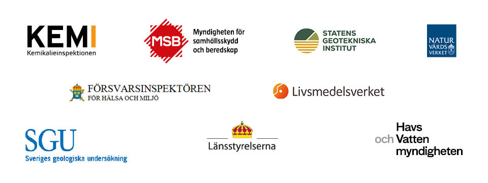 Collage med logotyper från de myndigheter som samverkar inom PFAS-nätverket.