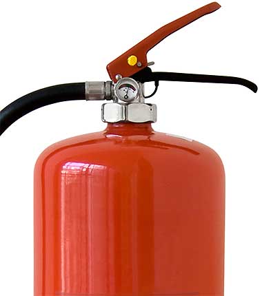 A red fire extinguisher.